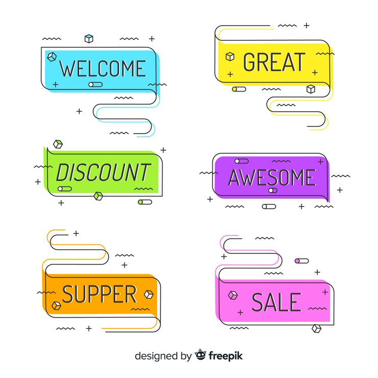 Vector gratuito set de banners de compras de estilo memphis