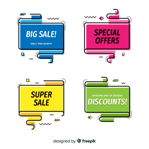 Set de banners de compras de estilo memphis