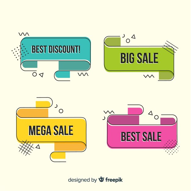 Set de banners de compras de estilo memphis