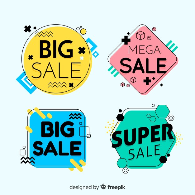 Set de banners de compras de estilo memphis