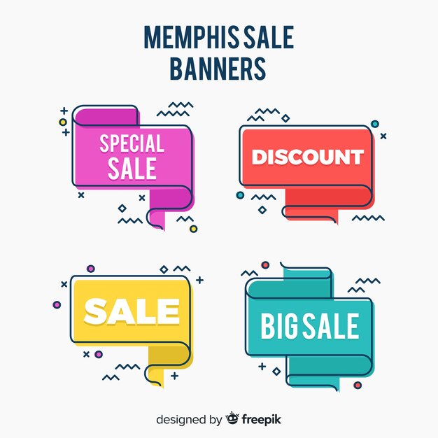 Set de banners de compras de estilo memphis