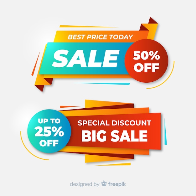 Set de banners de compras de estilo origami