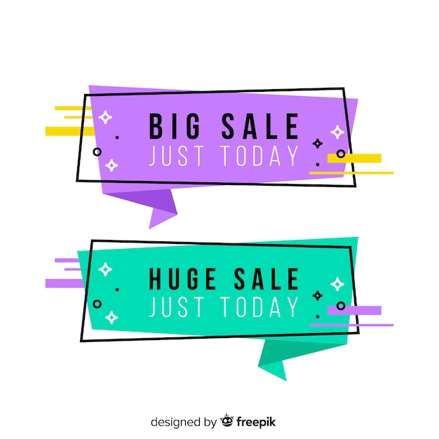 Vector gratuito set de banners de compras de estilo origami