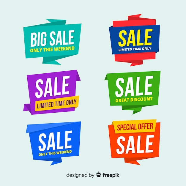 Vector gratuito set de banners de compras de estilo origami