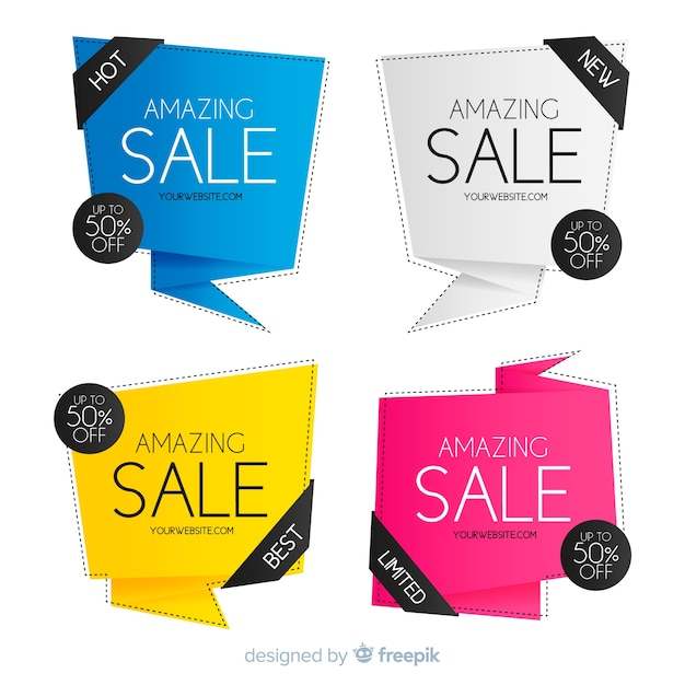 Set de banners de compras de estilo origami