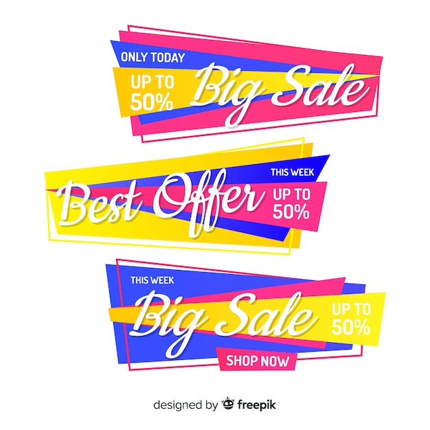 Vector gratuito set de banners de compras de estilo origami