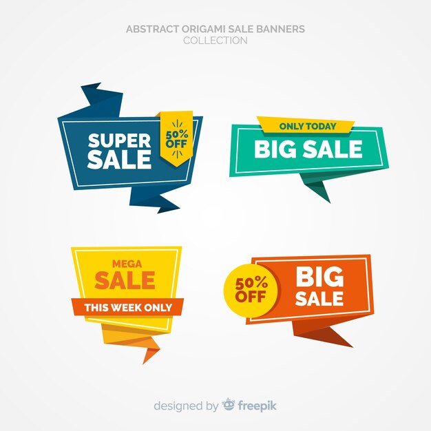 Set de banners de compras de estilo origami