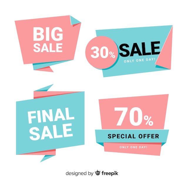 Vector gratuito set de banners de compras de estilo origami