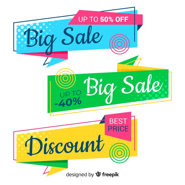 Set de banners de compras de estilo origami