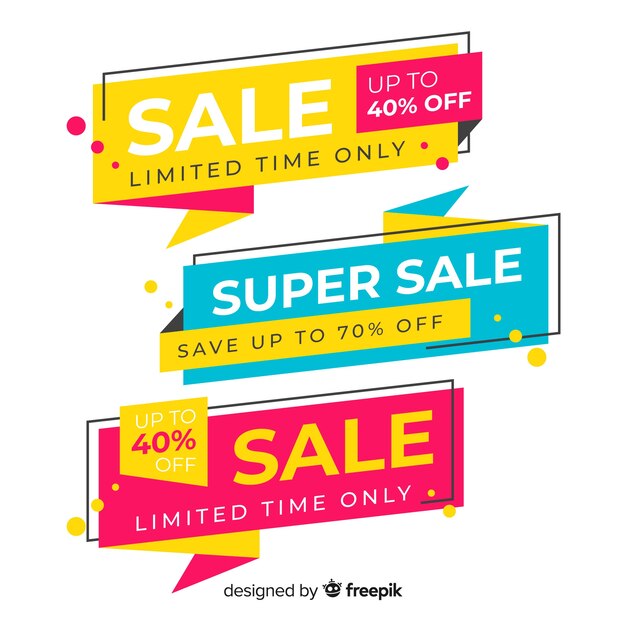 Set de banners de compras de estilo origami