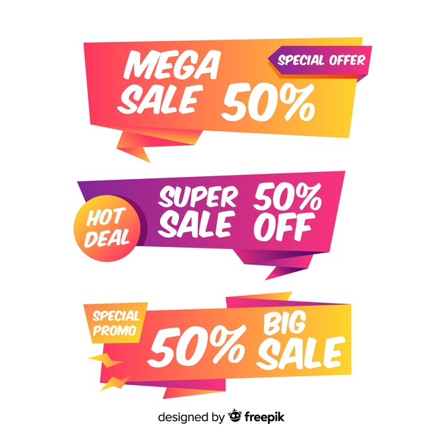 Set de banners de compras de estilo origami