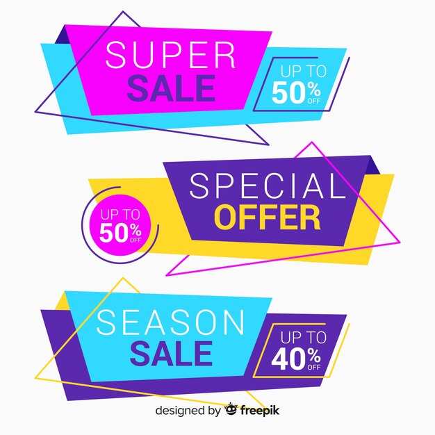 Set de banners de compras de estilo origami