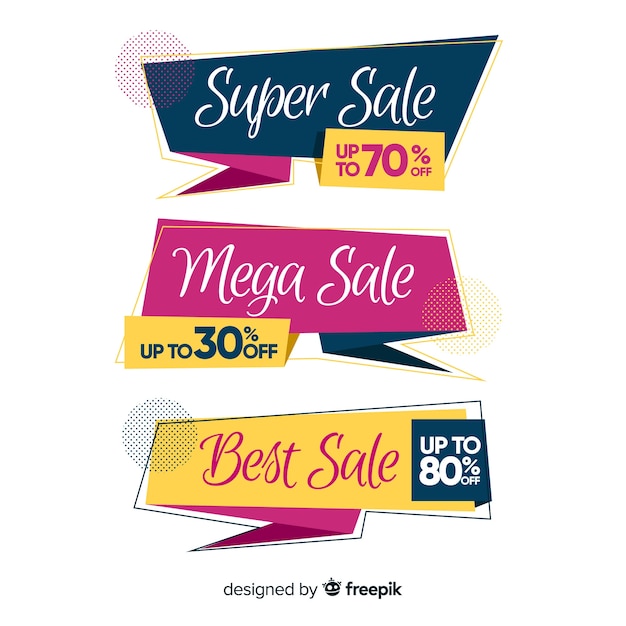 Vector gratuito set de banners de compras de estilo origami