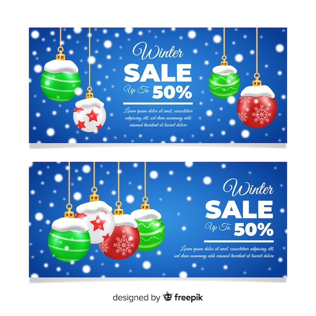 Vector gratuito set de banners de compras de invierno