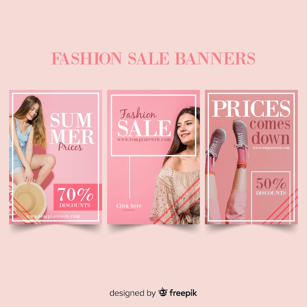 Set de banners de compras de moda