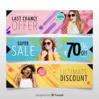 Vector gratuito set de banners de compras de moda