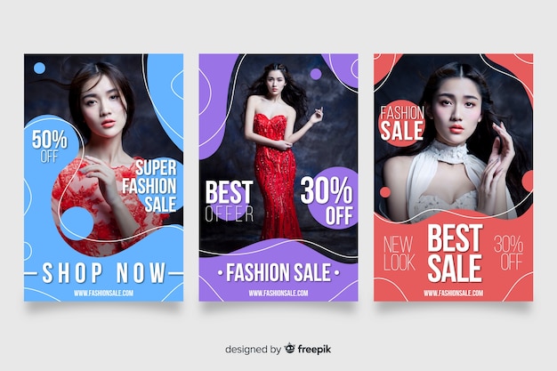 Set de banners de compras de moda