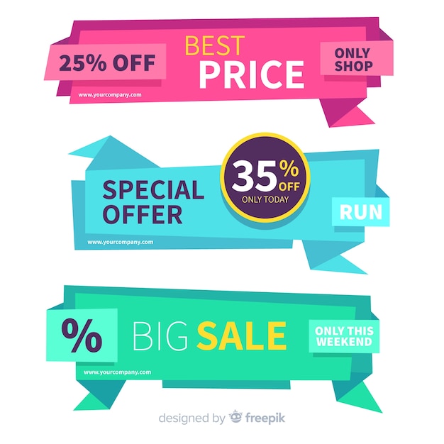 Vector gratuito set de banners de compras