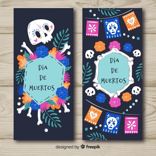 Set de banners concepto día de muertos