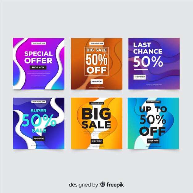 Set de banners cuadrados promocionales