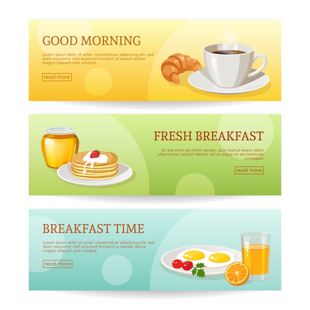 Vector gratuito set de banners de desayuno