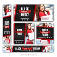 Vector gratuito set de banners de descuentos de black friday