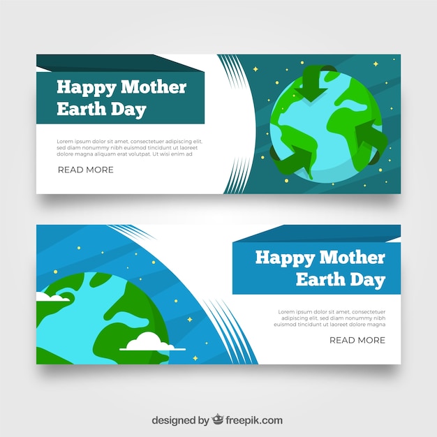 Vector gratuito set de banners para el día de la madre tierra