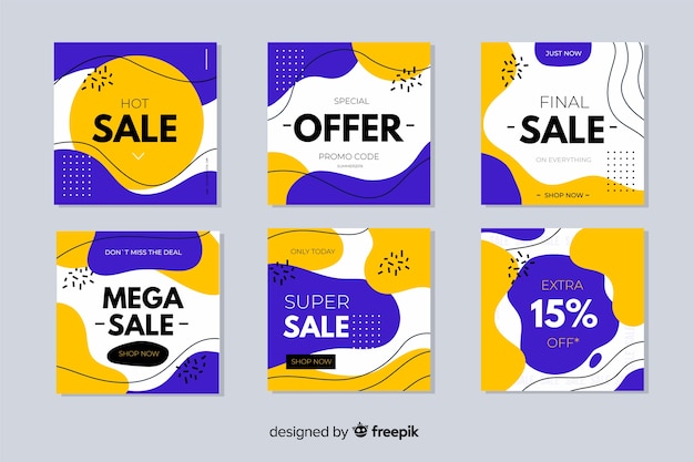 Vector gratuito set de banners dibujados de rebajas