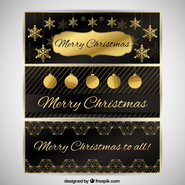 Set de banners elegantes con elementos de oro