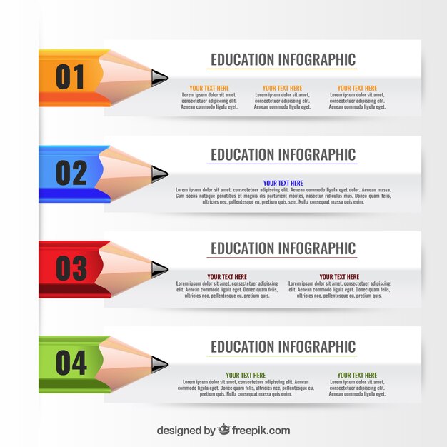 Set de banners escolares con lápices de colores