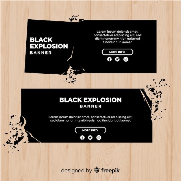 Vector gratuito set de banners de explosión oscura