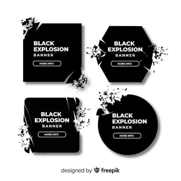 Vector gratuito set de banners de explosión oscura