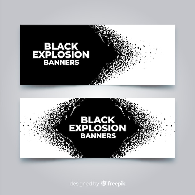 Vector gratuito set de banners de explosión oscura