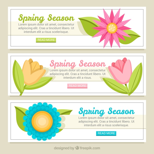 Vector gratuito set de banners de flores