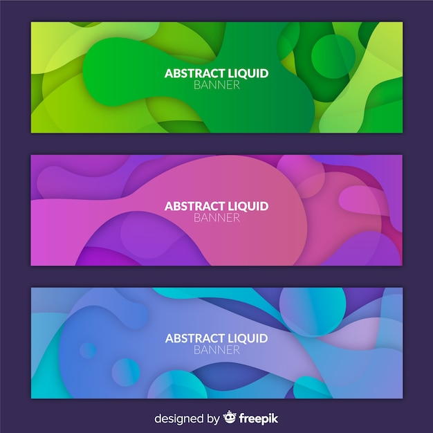 Vector gratuito set banners formas líquidas planas