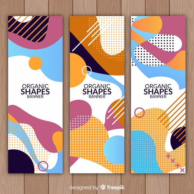 Set banners formas líquidas planas