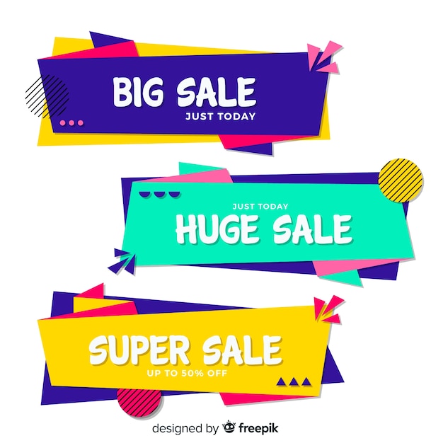 Set de banners geométricos de compras
