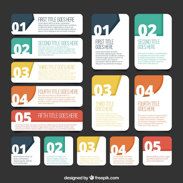 Set de banners infográficos con detalles de color