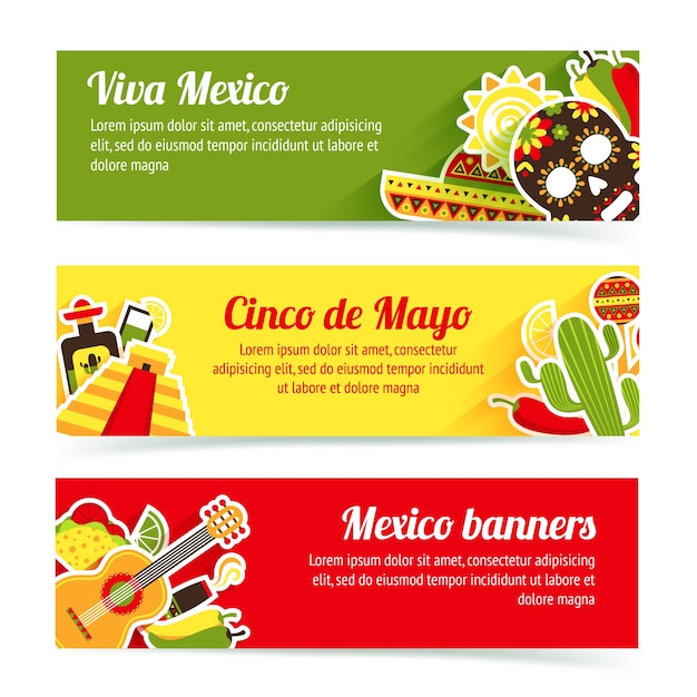 Vector gratuito set de banners de méjico