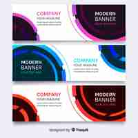 Vector gratuito set de banners modernos con círculos coloridos