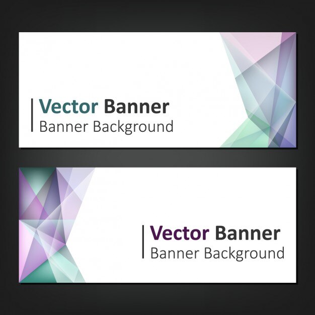 Set de banners multicolor con formas poligonales
