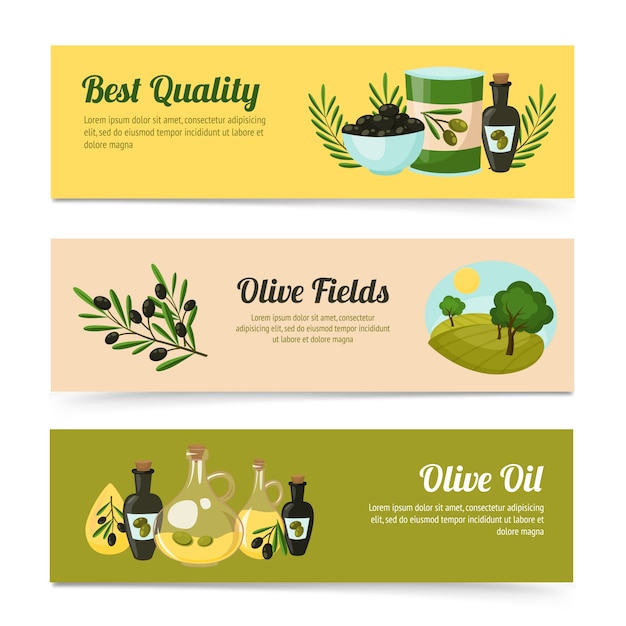 Vector gratuito set de banners de olivo