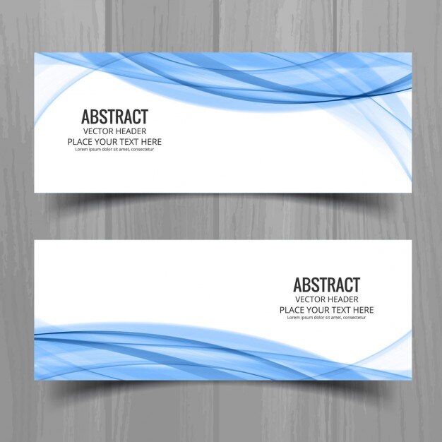 Set de banners ondulados azules 