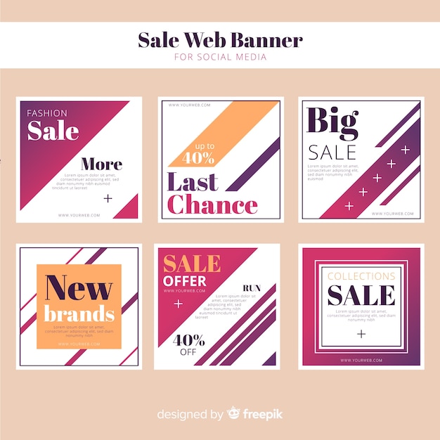 Vector gratuito set de banners online de compras para redes sociales