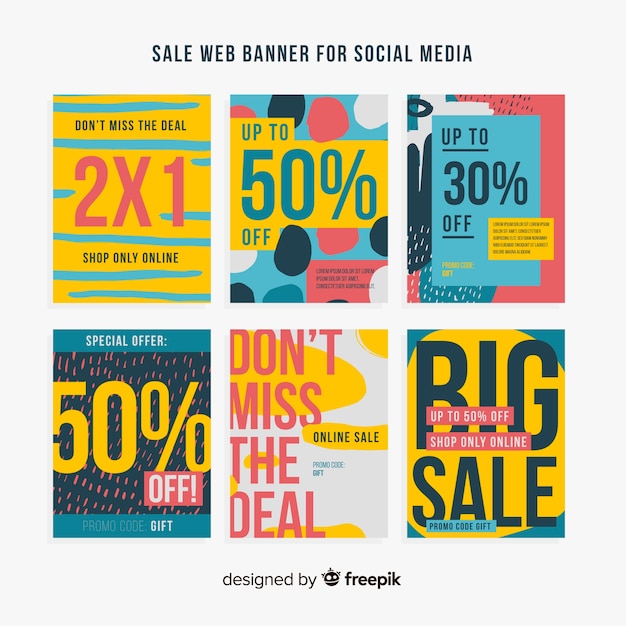 Set de banners online de compras para redes sociales