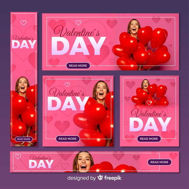 Vector gratuito set de banners online de san valentín