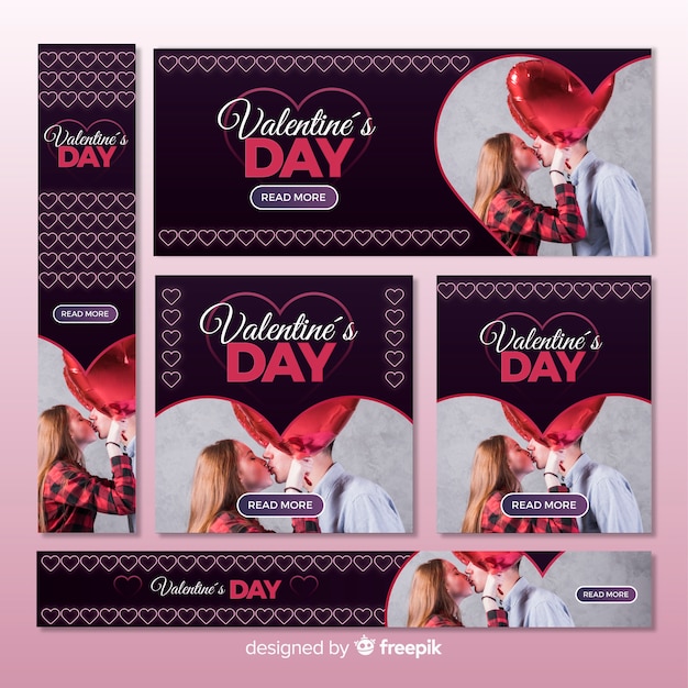 Vector gratuito set de banners online de san valentín