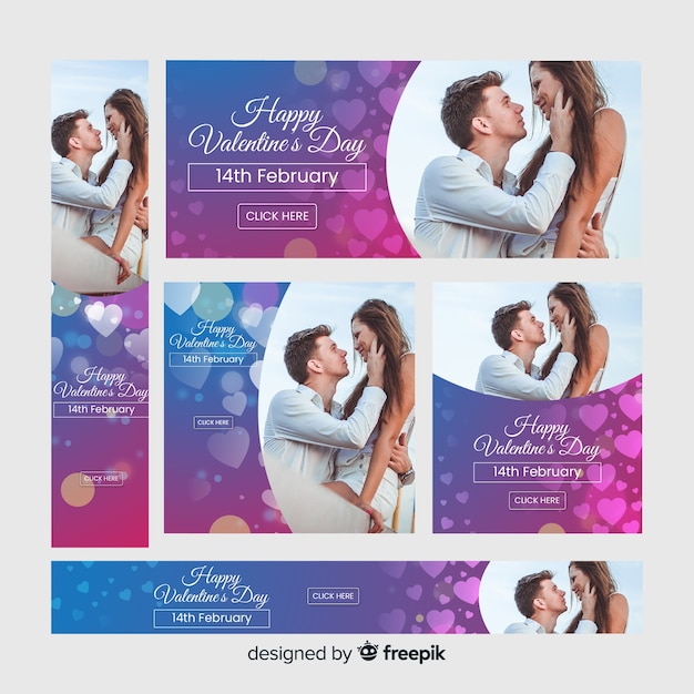 Vector gratuito set de banners online de san valentín