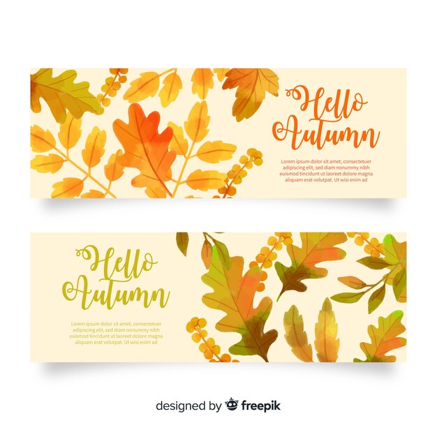 Set de banners otoñales en acuarela