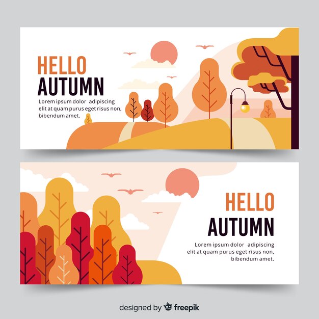 Set de banners otoñales dibujados